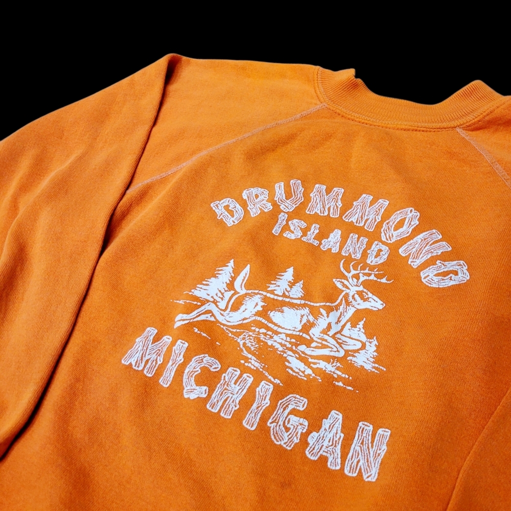 Vintage 90s Drummond Island Michigan Orange Sweatshirt Top Size: XS